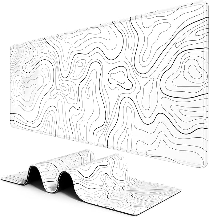 BOSOBO Large Mouse Pad, Desk Pad, XXL XL Extended Gaming Mouse Pad, Desk Mat for Office & Home, Long and Huge Keyboard Mat, Desktop Full Cover 35.5 x 15.7 Inches, Minimalist Abstract Lines