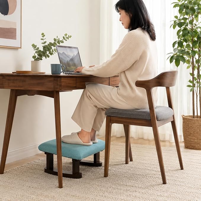 Small recrangle footstools footrest (Turquoise/Blue)