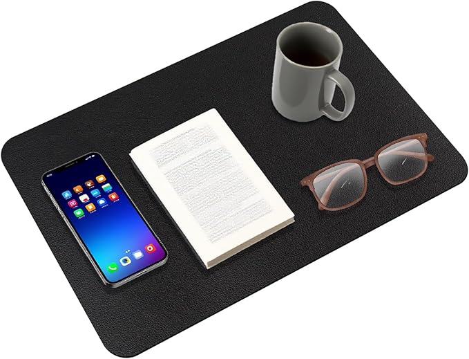 Klmnop 2 Pcs Nightstand Mat 1.8mm Thick, Double-Sided Use Waterproof Nightstand Leather Protector, 15.8" x 23.6" Bedside Table Cover–Protect Nightstands Coffee Tables Dresser Tables from Liquids Dirt
