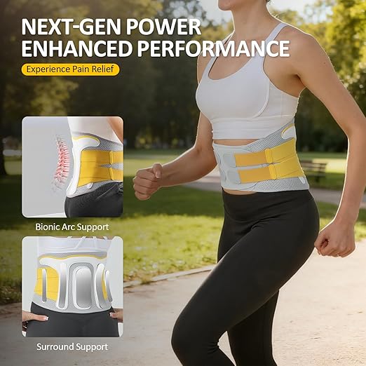 Lower Back Brace for Women and Men - Adjustable Lumbar Back Brace, Full Support Lumbar Brace, Ergonomic Design & Soft Breathable 3D Knit Material, for Sciatica Scoliosis Posture, Ideal for Work Lifting (L:30.5"-41.3")