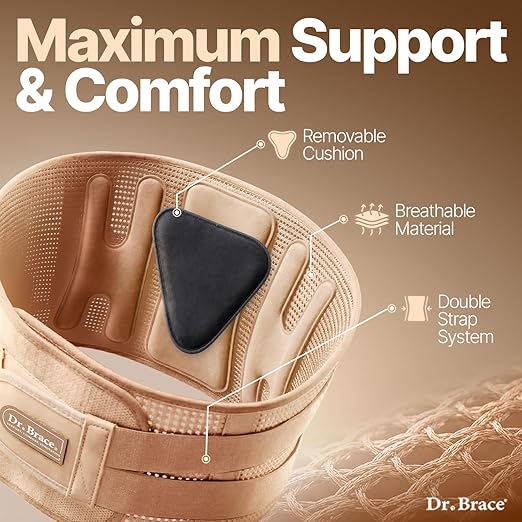 DR. BRACE® Lower Back Brace for Men & Women for Lower Back Pain Relief, Revolutionary Versatile Splints System & Removable Lumbar Pad, Adjustable & Breathable Back Support Brace (53.1-59.1″)