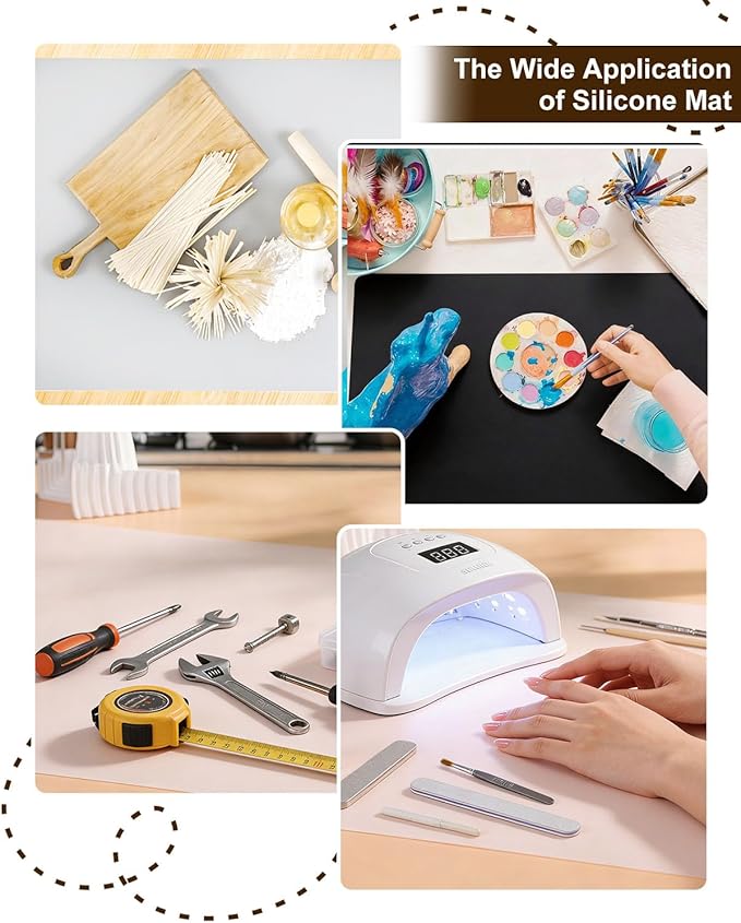 Silicone Crafting Mats, 12"x16"x2MM Large Art Mat for Crafts, Heat Resistant Non Stick Work Surface for Epoxy Resin, Jewelry Making, Painting, Clay, Scrapbooking and Table Protection, 3PCS