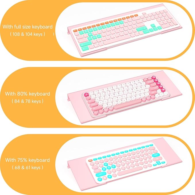 Ergonomic Computer Keyboard Stand - 17 Inch Pink Acrylic Keyboard Riser for Desk Tilted Keyboard Holder Tray with Non-Slip Strip for Home Office Easy Typing & Working