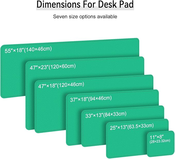 Leather Mouse Pad with Stitched Edge, Waterproof Gaming Mouse Mat for Computers, Laptop, Office & Home (Green, 25"*13")