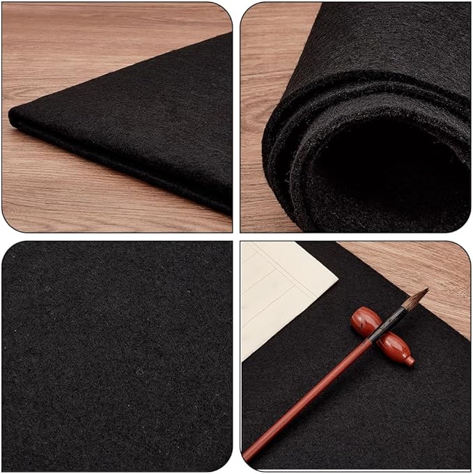 BENECREAT 27.5x19.6inch Chinese Calligraphy Drawing Felt Mat, Black Xuan Paper Painting Felt Desk Pad for Practice Calligraphy Traditional Chinese Painting, 3mm Thick