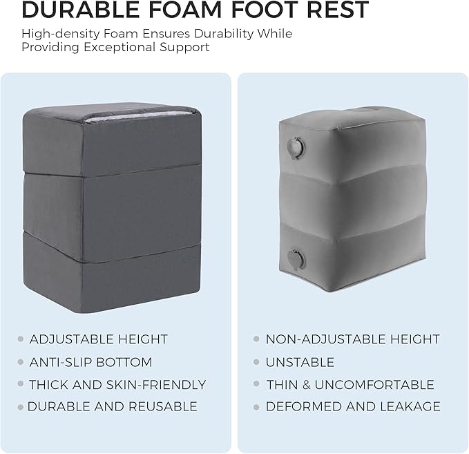 Ganondorf 3PCS Foot Rest for Under Desk at Work Adjustable Foot Rest Under Desk Ergonomic Foot Stools for Under Office Desk Extra Large Leg Pillow for Underdesk Footrest with Warm Sherpa Topper, Grey