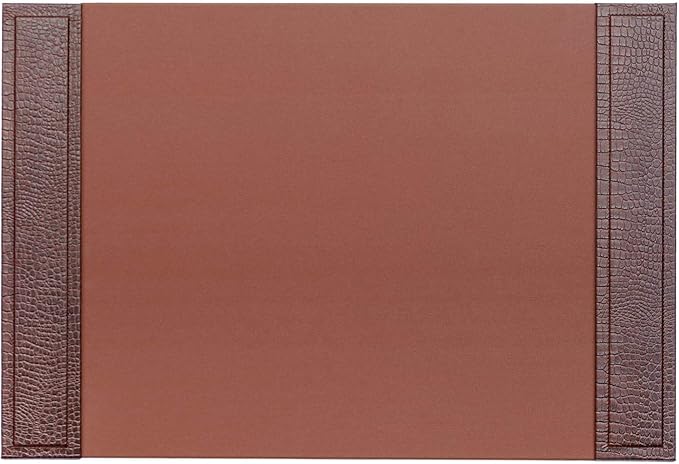 Dacasso Brown Crocodile Embossed Leather Desk pad with Side-Rails, 25.5 by 17.25 Inch