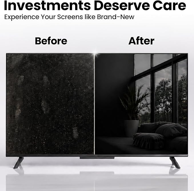 Screen Cleaner Spray and Wipe - TV screen cleaner spray and 2 Microfiber cloths, Computer Screen Cleaner, TV screen cleaner for Smart TV & Monitor, Laptop, MacBook, iPad and Electronic Devices - (2oz)