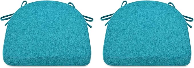 Shinnwa Kitchen Chair Cushions Set of 2, Non-Slip Dining Chair Cushions with Ties and Machine Washable Cover, 2 Pack, 17 x 16.5 x 2in, Teal