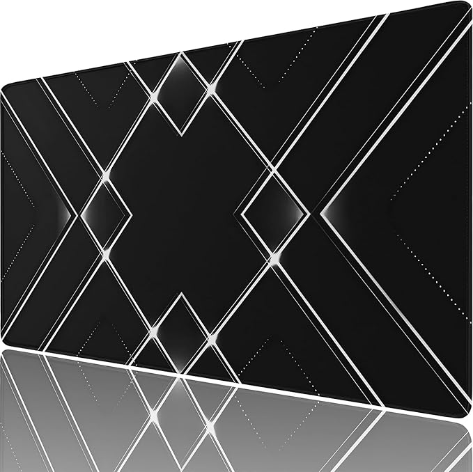 Mouse Pad, Large Extended Gaming Mousepad XXL Waterproof Computer Keyboard DeskPad with Non-Slip Rubber Base, Stitched Edge, Big Long Mat for Gamer, Office, Home, 31.5" x 15.7", Black White