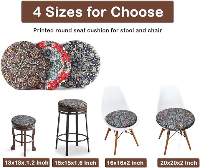 Sigmat Memory Foam Seat Cushion Anti-Slip Soft Round Chair Pad 18 Inch Geometric