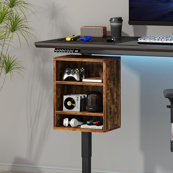 IBUYKE Under-Desk Storage Cabinet Adjustable Cabinet Fits with Standing Desks & Any Desk Legs Clamp-on Shelf for Office and Gaming Room for Elevating Your Workspace UTMZ012H