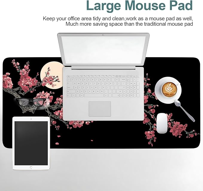 Cherry Blossom Extended Gaming Mouse Pad 35.4 x 15.7 Inch – Japanese-Inspired Desk Mat for Gaming, Office Work, and Study, with Non-Slip Rubber Base