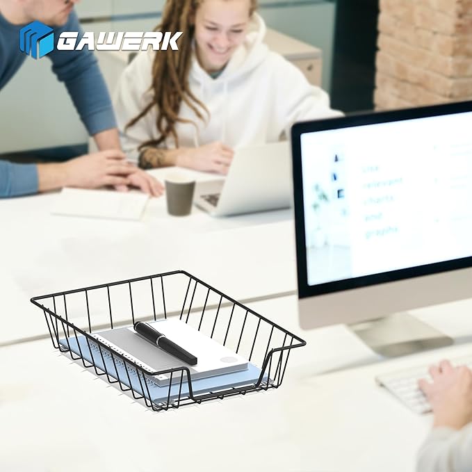 Gawerk Letter Desk Tray Organizer, A4 File Tray Magazine Files Storage Basket Organizer Bin (4)