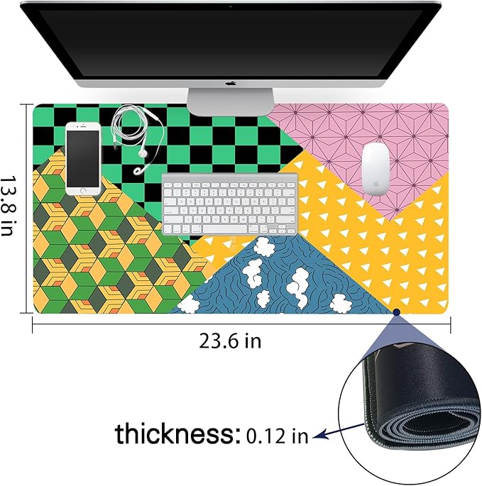 XL Mouse Pad,Super Thick Waterproof Large Gaming Mousepad with Stitched Edge,Mouse Computer Desk Accessories,Non-Slip Base Mouse Keyboard Mat 600X350X3mm