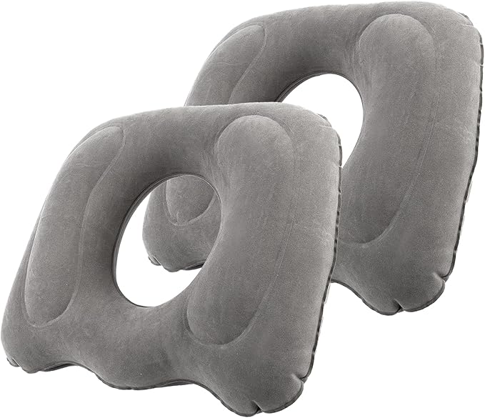 2 Pack Inflatable Donut Pillow, Hemorrhoid Pillows for Sitting, Portable Donut Cusion for Pressure Relief, Tailbone & Coccyx Support for Home, Office, Wheelchair and Car
