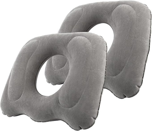 2 Pack Inflatable Donut Pillow, Hemorrhoid Pillows for Sitting, Portable Donut Cusion for Pressure Relief, Tailbone & Coccyx Support for Home, Office, Wheelchair and Car