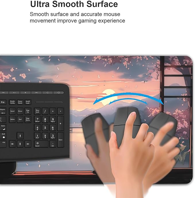 Large Extended Gaming Mouse Pad with Stitched Edges, (35.4X15.7In) Durable Non-Slip Natural Rubber Base, Waterproof Computer Keyboard Pad Mat for Esports Pros/Gamer/Desktop/Office/Home (D)