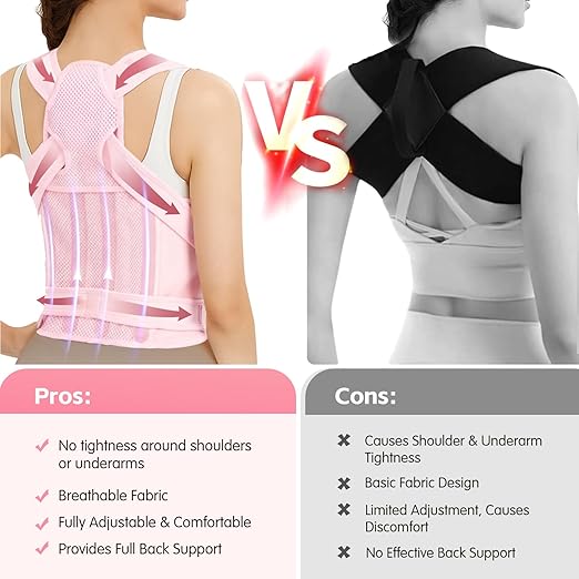 Posture Corrector for Women & Men, Adjustable Back Brace with Shoulder Straightener & Lumbar Support for Upper & Lower Back Pain Relief, Spine Support, Hunchback & Scoliosis, Gray, Medium