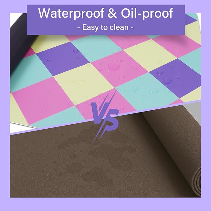Checkered Desk Pad Protector, Non-Slip PU Leather Desk Mat, Waterproof Laptop Computer Desk Keyboard Mat, Easy Clean Office Laptop Desk Pad, Desktop Mat for Work Home, 35.4" x 15.7"