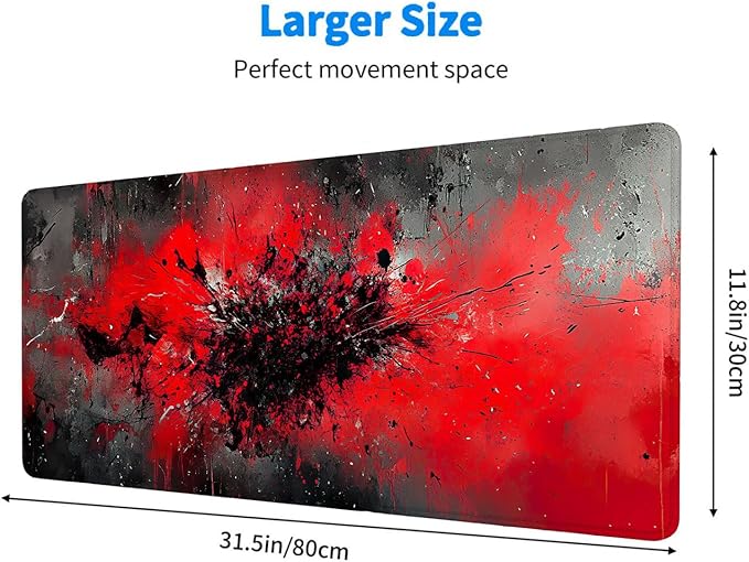 Graffiti Mouse Pad Large Red Black Cool XL Mouse Pad Large Mousepad Extended Laptop Keyboard Mat Gaming Desk Pad Mouse Mat Compatible with Computer, Laptop, and Keyboard 31.5x11.8 Inch