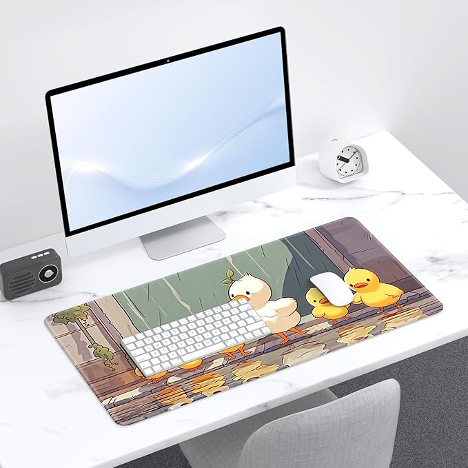 Desk Pad, 32" x 16" XXXL Extended Large Gaming Mouse Pad, Desktop Decor Desk Mat, Men Women Office Supplies and Accessories, Cute Anime Mouse Mat for Laptop & Keyboard, Cute Duck