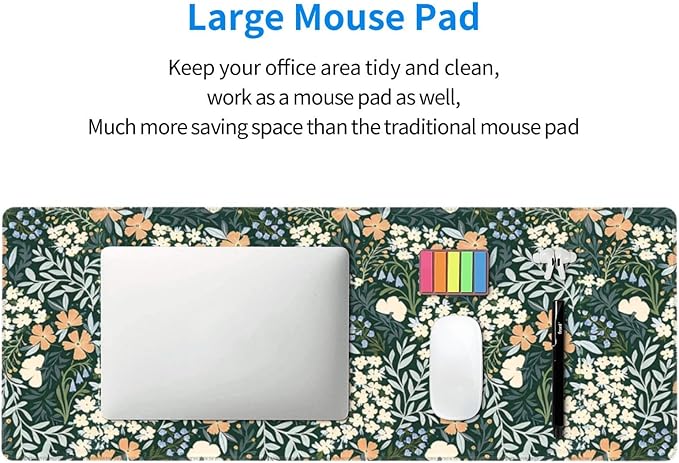 XL Vintage Garden Floral Large Gaming Mouse Pad, Long Extended Full Mouse Mat Desk Pad for Top Keyboard Table, Aesthetic Cute Big Stitched Mousepad Gifts for Women Office Decor, 31.5 * 11.8 in
