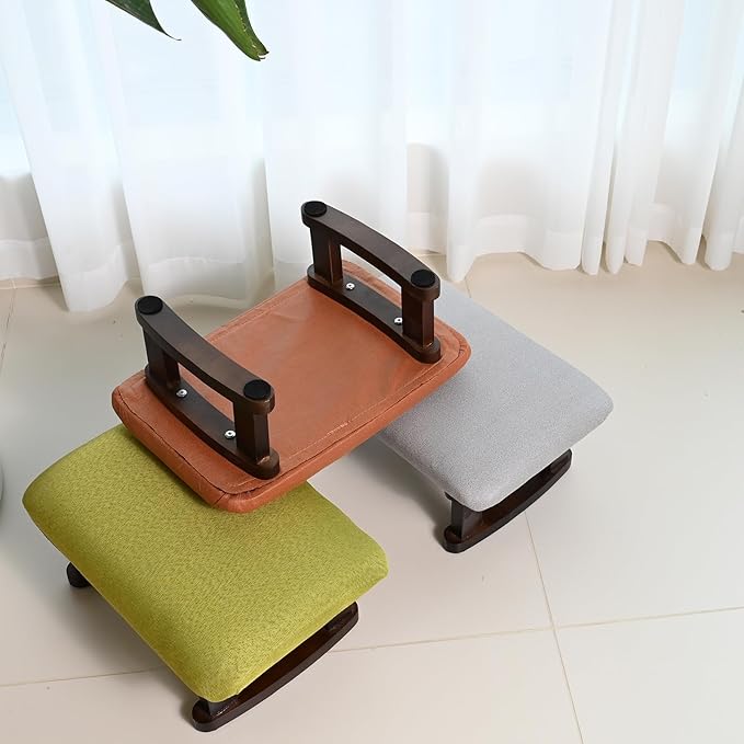 Small Footstool Office Under Desk Ottoman Padded Hassock 16.1"(41cm) x 6.7"(17cm) with Wooden Legs Modern Living Room Bedroom Work nail salon Compact Footrest Stool Relaxation rest Foot Stool (Orange)