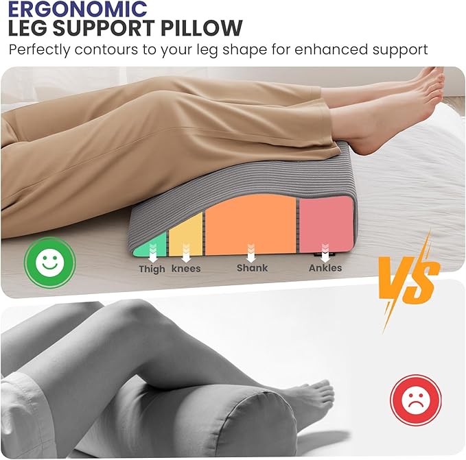 idee-home Recliner Leg Rest Cushion, Recliner Footrest Extender Pillow with Removable Corduroy Cover, Multi Purpose Ergonomic Foot Pillow Back & Lumbar Support Cushion for Bed Sofa Couch, Grey