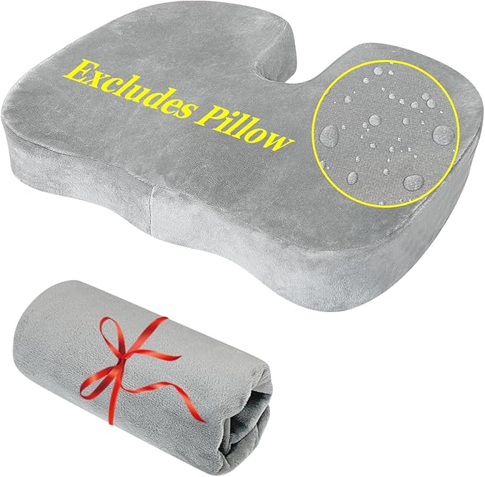 Sciatica Pain Relief Pillowcase Office Chair Butt Cushions Covers for Coccyx Tailbone Car Seat Pad Waterproof Case for ComfiLife & Everlasting Comfort U-Shaped Memory Foam (Pillow Not Included)