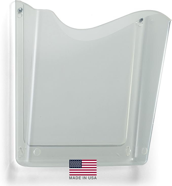 Officemate Vertical Wall File, Letter Size, Durable Unbreakable Plastic Organizer, Mountable Wall or Partition File Holder, Clear (21674)