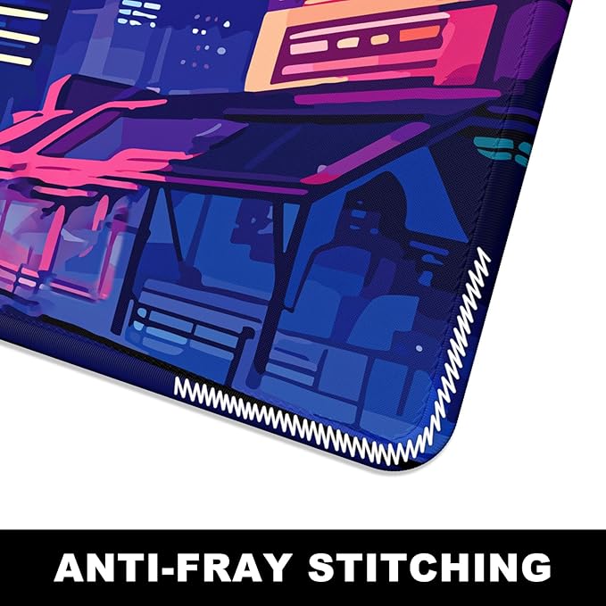 BOSOBO Large Mouse Pad, Desk Pad, XXL XL Extended Gaming Mouse Pad, Desk Mat for Office & Home, Long and HugeKeyboard Mat,Desktop Full Cover 31.5 x 11.8 Inches, Anime Tokyo Cyberpunk