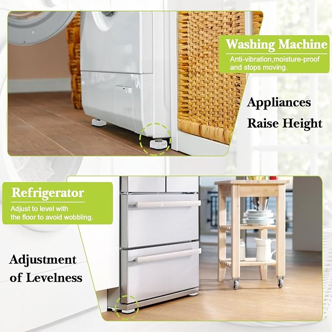 6 Pack Furniture Risers 1 Inch, Adjustable Bed Risers Heavy Duty for Table Desk Couch Chair Sofa Cabinet Bed Legs Dorm, Square Stackable Bed Raisers Blocks Lift Height 1", 2" or 3", White