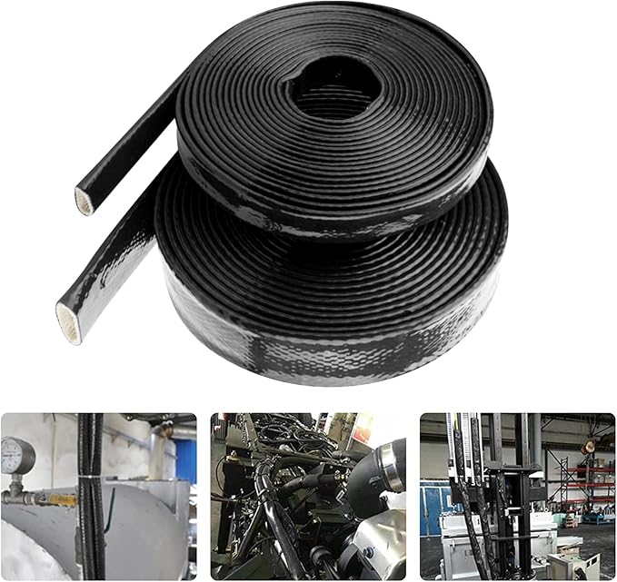 3/4"(19.05mm) ID Fire Sleeve Heat Sleeve Heat Shielded Fire Thermo Armor Silicone Coated Fiberglass for Automotive Hose Lines & Electrical Wiring,5 feet (Black)
