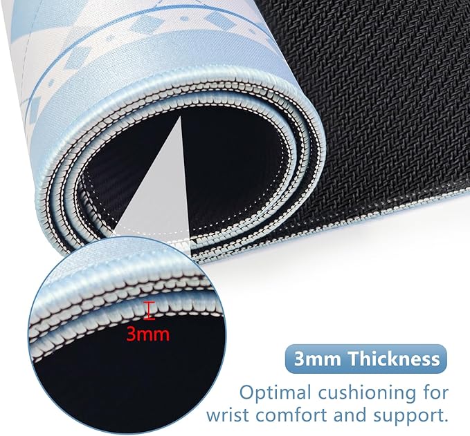 Aesthetic Floral Mouse Pad Large 35.4×15.7 Checkered Blue Desk Mat for Women, Non-Slip Water-Resistant Keyboard Pad for Home Office Gaming
