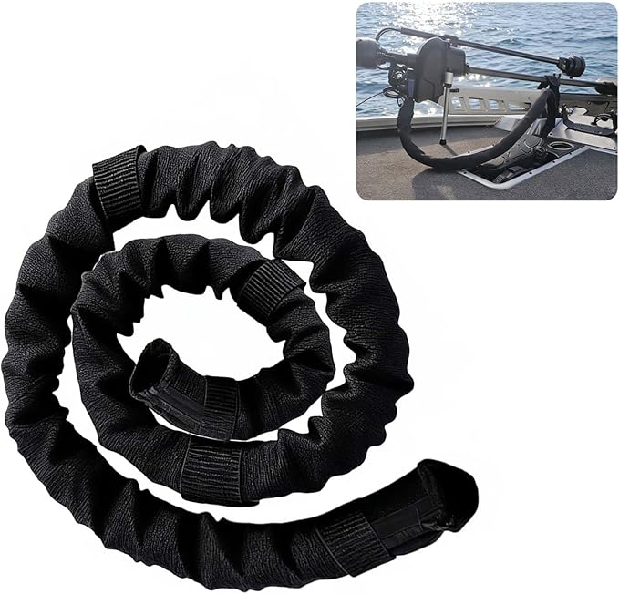48inch Black Trolling Motor Cable Sleeve, Heavy-Duty Polyester 2" Diameter Marine wire cover, Cable Sleeve for outboard motor sleeve & trolling motor cover