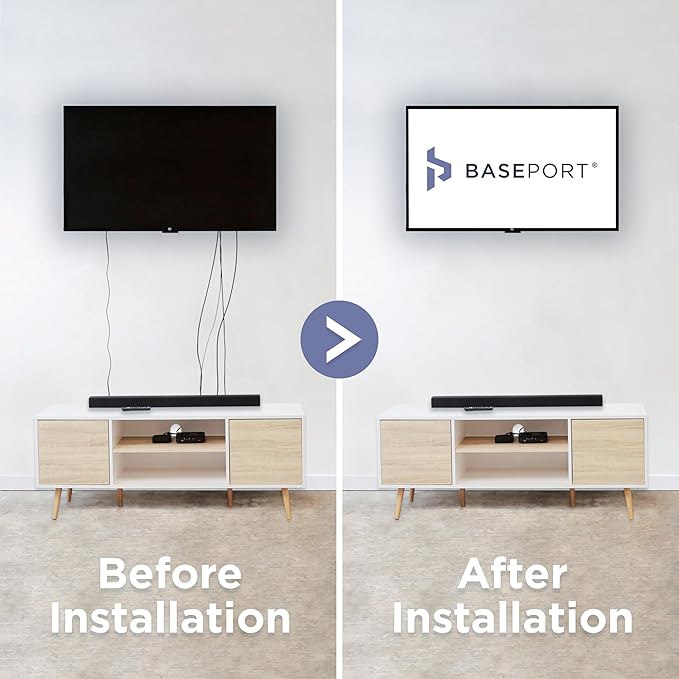 BASEPORT in Wall Cable Management Kit - Hide Wires Wall Mount TV Kit with Wall Cable Pass Through, Complete Cord Hider for Wall Mount TV