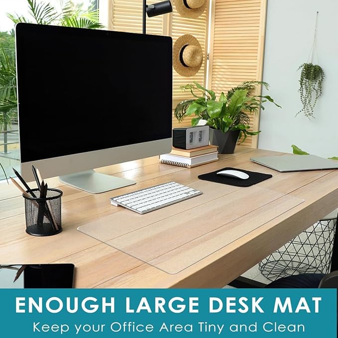 Clear Desk Mat Multi-Functional Transparent Pad 1.0mm Thick 12" X 12" 14" X 47" 16" X 55" 20" X 59" Durable Plastic Desk Protector Waterproof Wipeable (Color : Clear, Size : 20"x28")