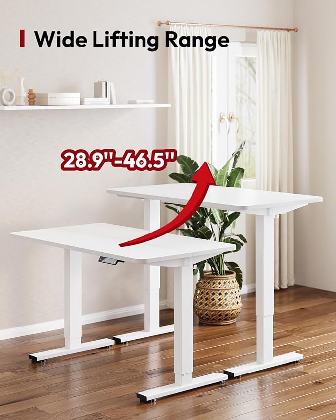 SANODESK Height Adjustable Electric Standing Desk 40x24 Inches, Sit Stand Desk with Splice Board for Home Office, Ergonomic Computer Workstation, Study & Gaming, White Frame/White Top
