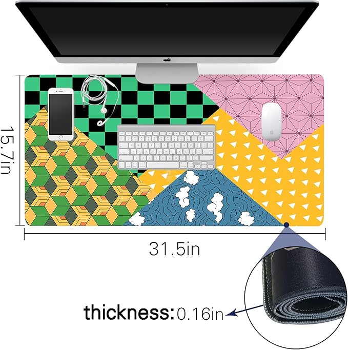 XXL Mouse Pad,Super Thick Waterproof Large Gaming Mousepad with Stitched Edge,Mouse Computer Desk Accessories,Non-Slip Base Mouse Keyboard Mat 31.5"X15.7"X0.16"