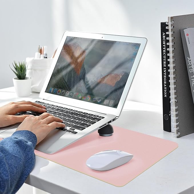 Leather Desk pad Protector,Large Mouse Mat Laptop Desk PadLaptop Computer Desk Keyboard Mat for Office/Work/Home/Decor (Pink, 37 * 18in)