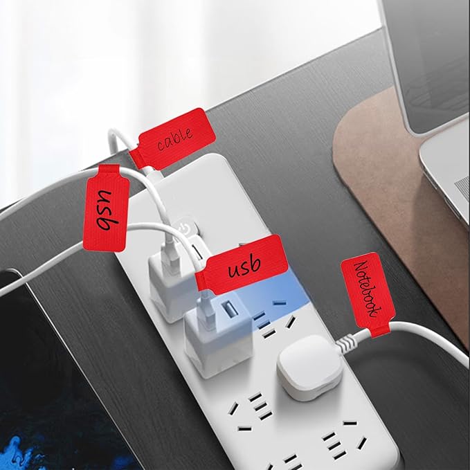60 Pcs Cable Labels & Reusable Hook and Loop Fastening Ties Set - 30 Pcs Cord or Wire Labels & 30 Pieces Cable Tags for Electronics, Home & Office Cord Management