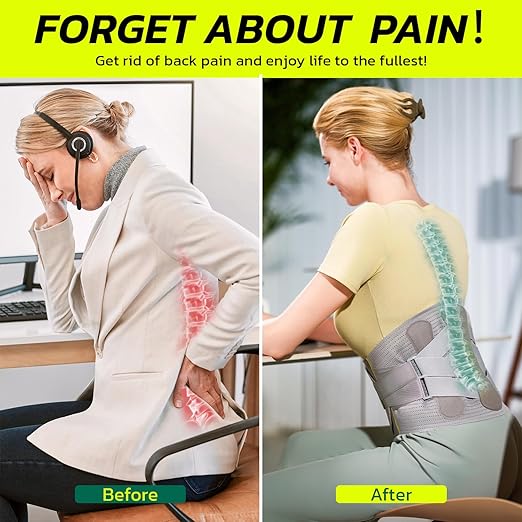 aoFIT Back Brace for Lower Back Pain Relief with 360-Degree Biochemical Hug Support, Back Support Belt for Men and Women, Soft Breathable Fabric Lumbar Support for Herniated Disc, Sciatica 3XL