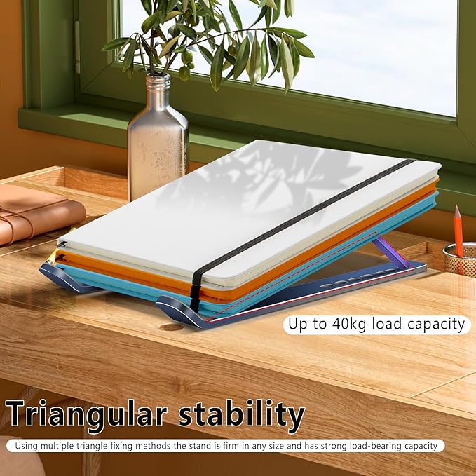 Laptop Stand, Computer Tablet Stand, Adjustable Aluminum Foldable Portable Laptop Holder Riser, Compatible with MacBook Air Pro, Lenovo, HP, Dell, More 10-15.6” Laptops and Tablets (Blue)