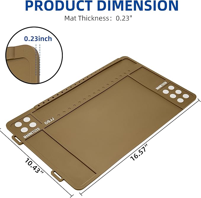 CKPART Gun Cleaning Mat, Premium Magnetic Pad With Organizer Parts Tray, Anti-Slip Rubberized Pistol Mat, Protective Workbench Mat for Gun Cleaning (16.5"x 10.43")