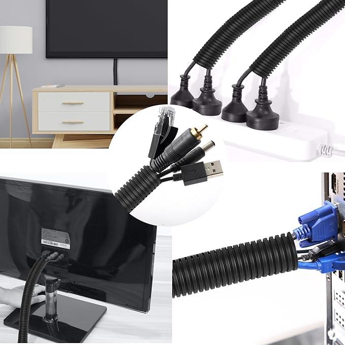 25ft - 1 inch Flame Retardant Split Wire Loom Tubing with Installation Tool - High Temp Flexible Wire Covers Cord Protectors - Black
