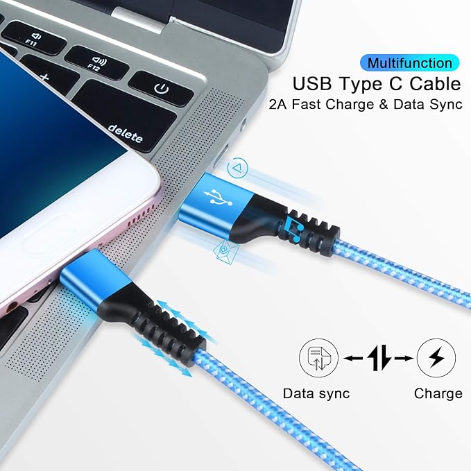 Samsung S26 Type C Cable Fast Charging Cord 2 Pack 3.3Ft USB A to USB C Cables Android Braided Power Cord for Galaxy S26 Ultra S26+ S25 FE A07 A17 A56 A36 A54 A16 A35 A55 S24 FE S23 S22 Ultra S21 S20
