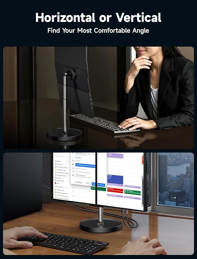 JSAUX Upgrade Magnetic Stand for FlipGo 13.5" & 15.6" & 16" Series Laptop Screen Extender, Dual Portable Monitor