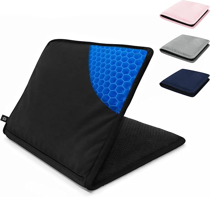 SPRING SEAON Large Gel Seat Cushion for Pressure Relief – Honeycomb Buffer Design with Extra Thick Filling, Anti-Slip Bottom, Perfect for Long Sitting, Travel, Airplane and Daily Comfort (Black)
