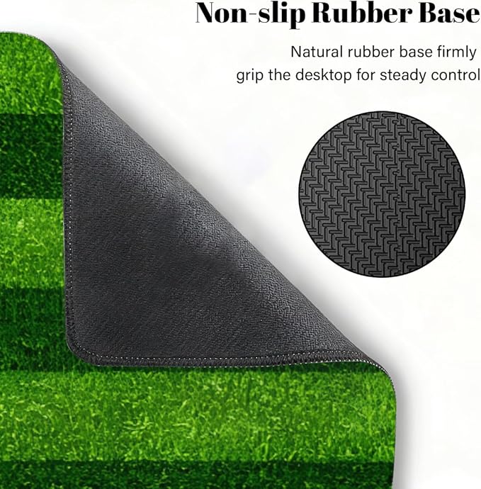 Large Mouse Pad Green Grass Stripes Non-Slip Rubber Long Gaming Desk Mat Big Computer Keyboard Mousepad Waterproof Protector Wristing Pad for Gaming Office Home Decorative 31.5 X 11.8 Inch